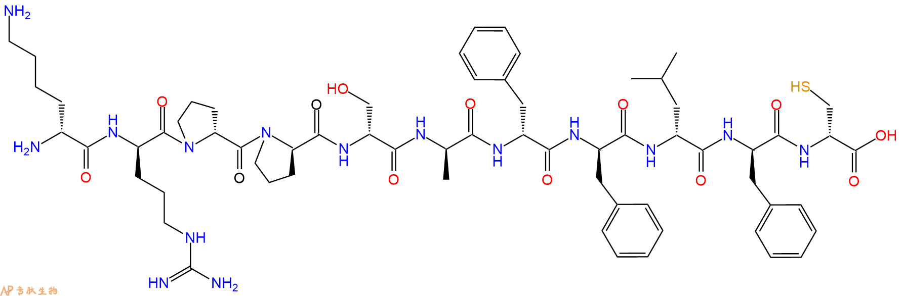 专肽生物产品H2N-DLys-DArg-DPro-DPro-DSer-DAla-DPhe-DPhe-DLeu-D
