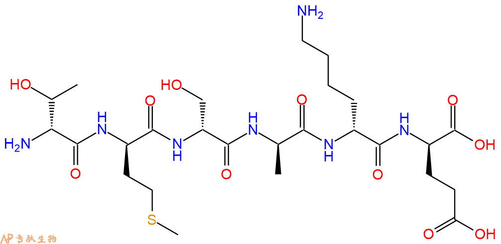 专肽生物产品H2N-DThr-DMet-DSer-DAla-DLys-DGlu-COOH