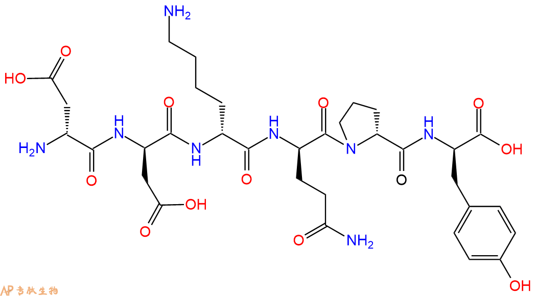 专肽生物产品H2N-DAsp-DAsp-DLys-DGln-DPro-DTyr-COOH