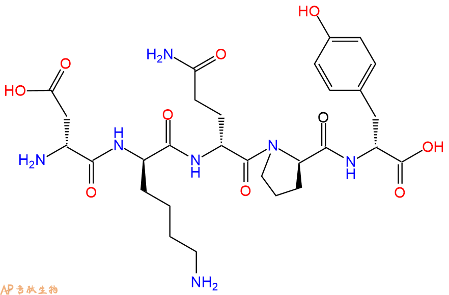 专肽生物产品H2N-DAsp-DLys-DGln-DPro-DTyr-COOH