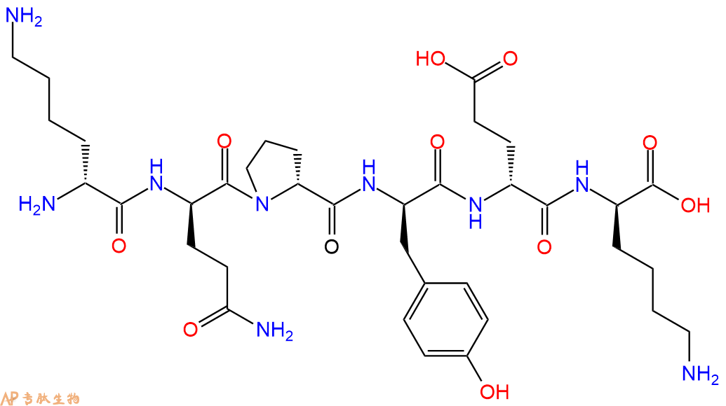专肽生物产品H2N-DLys-DGln-DPro-DTyr-DGlu-DLys-COOH