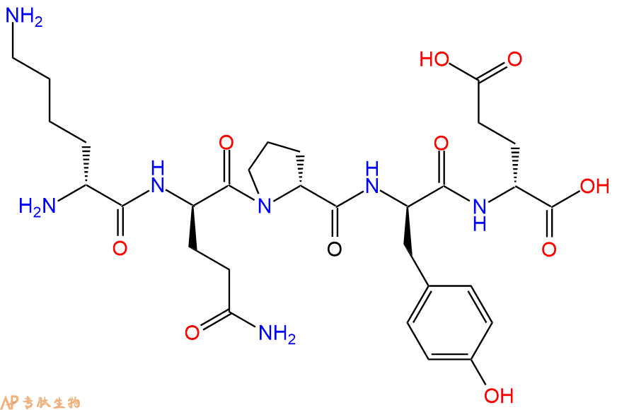 专肽生物产品H2N-DLys-DGln-DPro-DTyr-DGlu-COOH