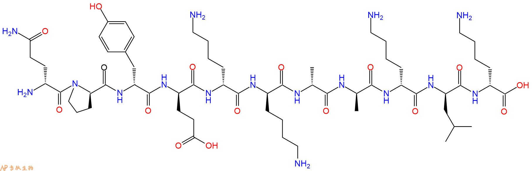 专肽生物产品H2N-DGln-DPro-DTyr-DGlu-DLys-DLys-DAla-DAla-DLys-D