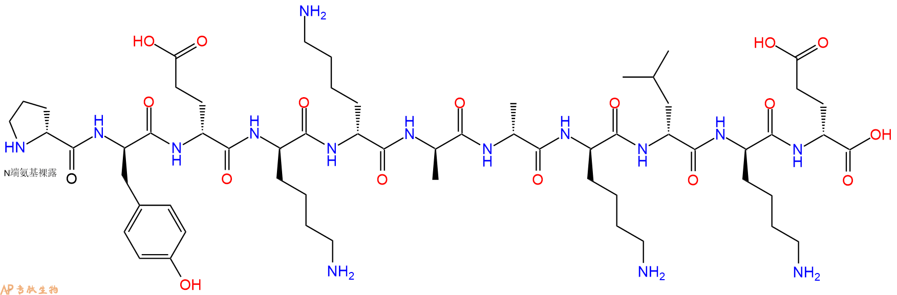 专肽生物产品H2N-DPro-DTyr-DGlu-DLys-DLys-DAla-DAla-DLys-DLeu-D