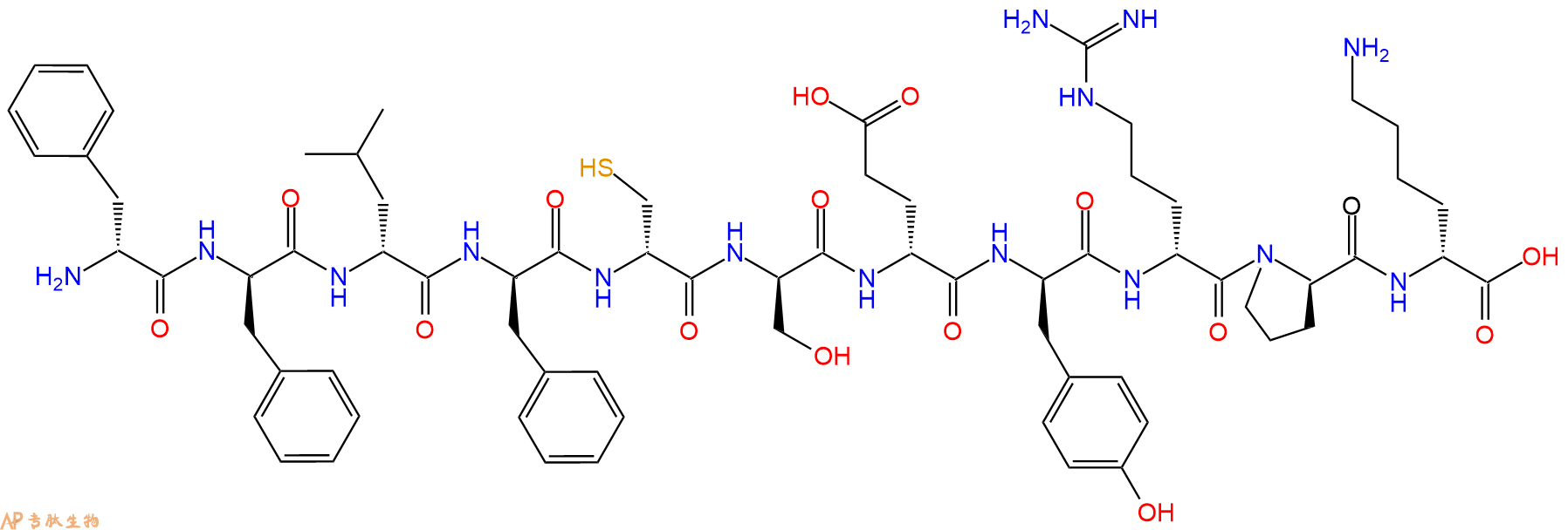 专肽生物产品H2N-DPhe-DPhe-DLeu-DPhe-DCys-DSer-DGlu-DTyr-DArg-D