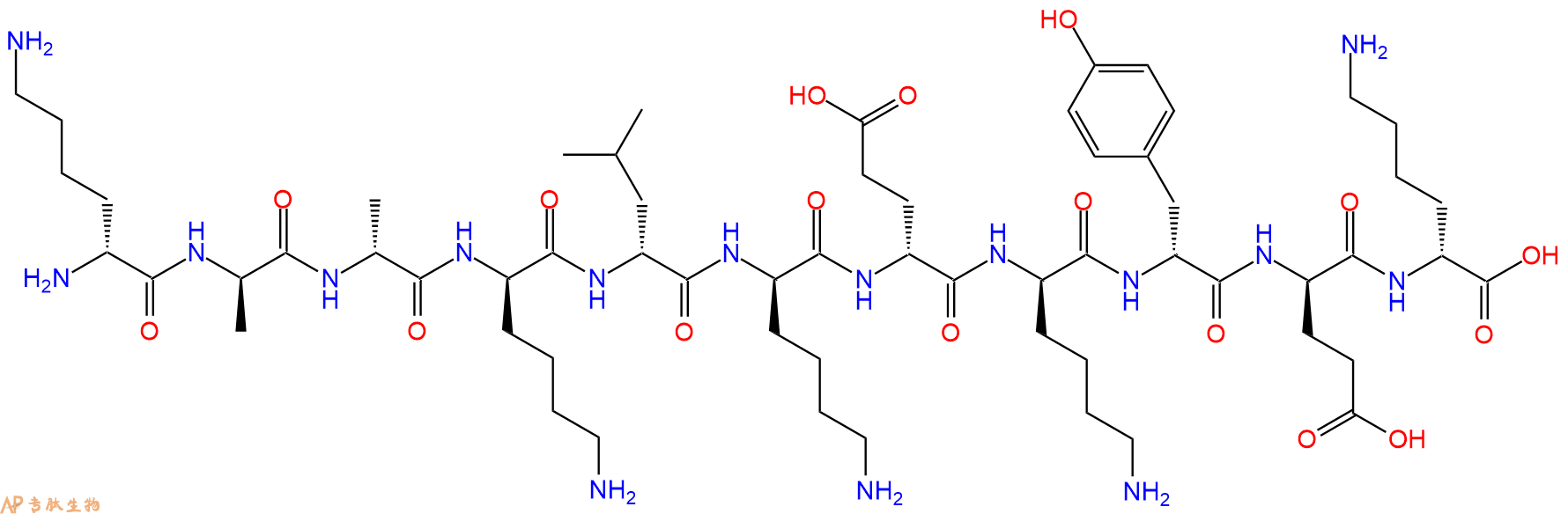 专肽生物产品H2N-DLys-DAla-DAla-DLys-DLeu-DLys-DGlu-DLys-DTyr-D