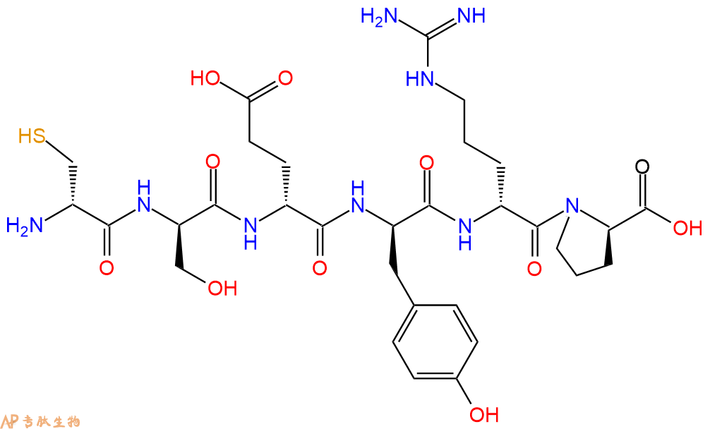 专肽生物产品H2N-DCys-DSer-DGlu-DTyr-DArg-DPro-COOH