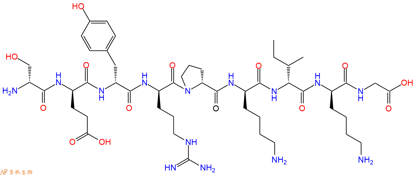专肽生物产品H2N-DSer-DGlu-DTyr-DArg-DPro-DLys-DIle-DLys-Gly-CO