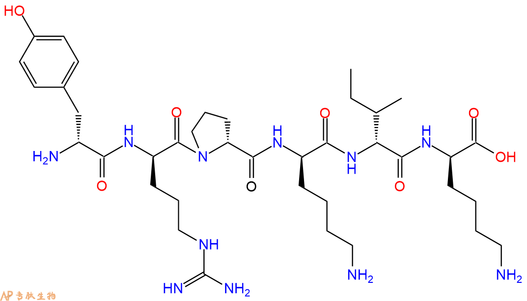 专肽生物产品H2N-DTyr-DArg-DPro-DLys-DIle-DLys-COOH