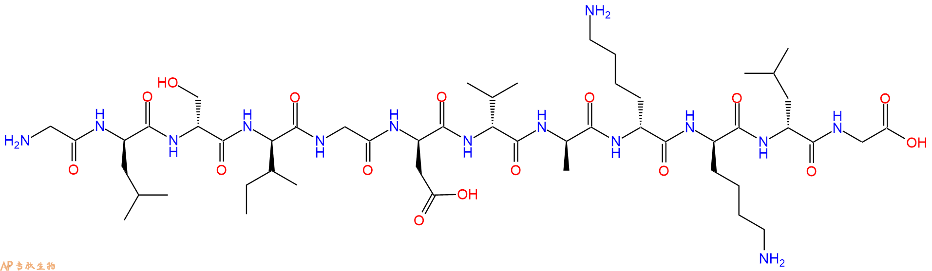 专肽生物产品H2N-Gly-DLeu-DSer-DIle-Gly-DAsp-DVal-DAla-DLys-DLy