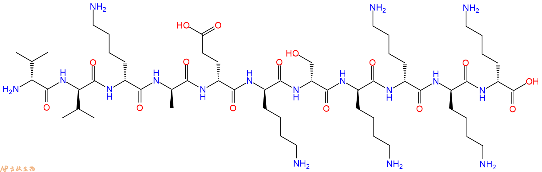专肽生物产品H2N-DVal-DVal-DLys-DAla-DGlu-DLys-DSer-DLys-DLys-D