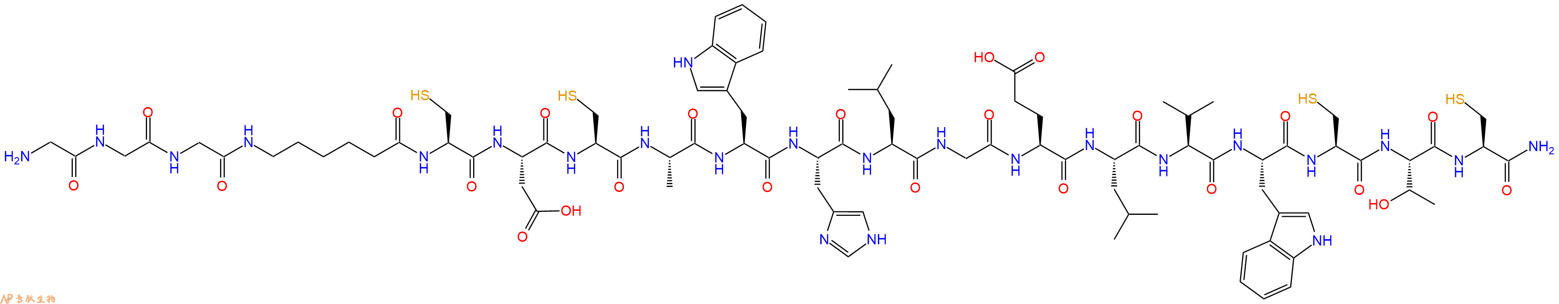专肽生物产品H2N-Gly-Gly-Gly-Ahx-Cys-Asp-Cys-Ala-Trp-His-Leu-Gl