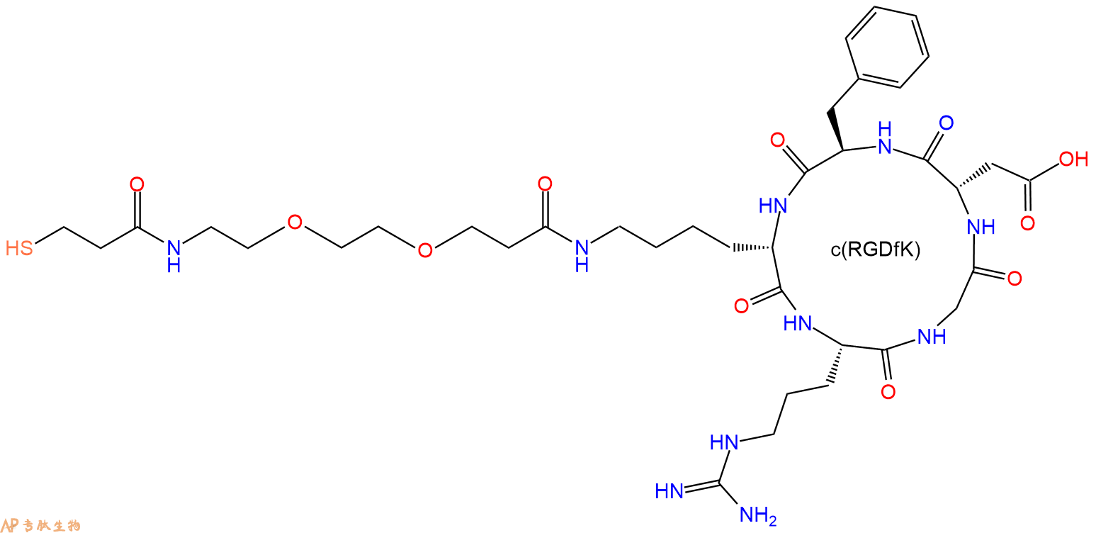 专肽生物产品c(RGD)环肽：cyclo{RGDfK(PEG2-Mpa)}、c(RGDfK)-PEG2-巯基丙酸