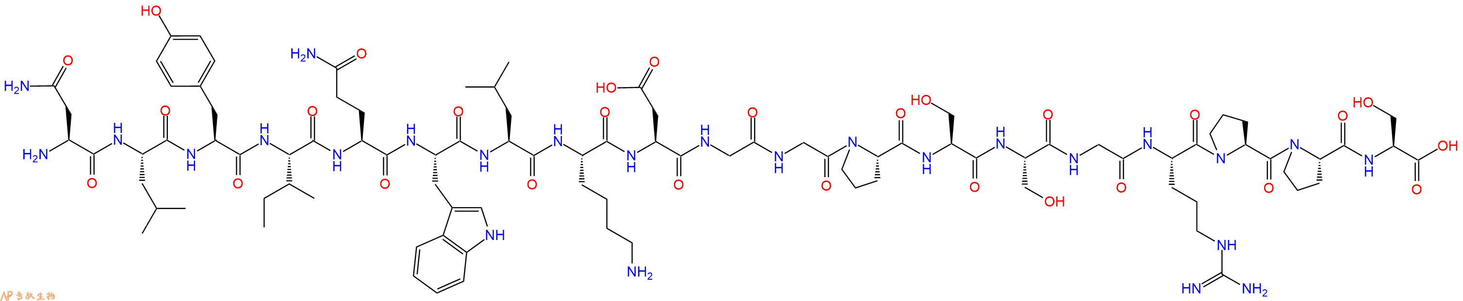 专肽生物产品H2N-Asn-Leu-Tyr-Ile-Gln-Trp-Leu-Lys-Asp-Gly-Gly-Pr
