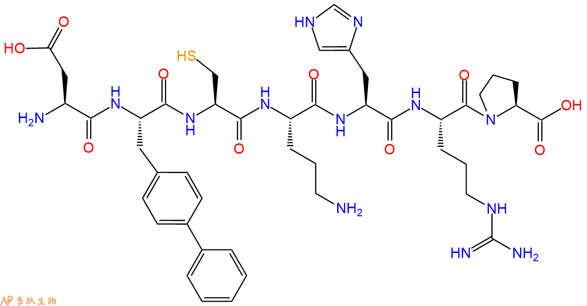 专肽生物产品H2N-Asp-Bip-Cys-Orn-His-Arg-Pro-COOH