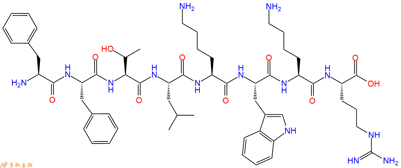 专肽生物产品H2N-Phe-Phe-Thr-Leu-Lys-Trp-Lys-Arg-COOH