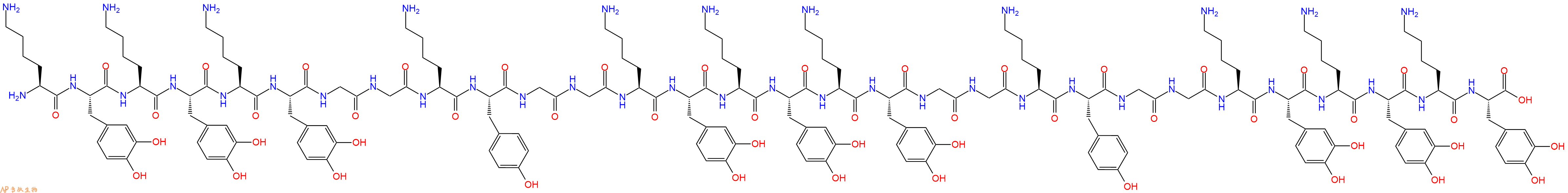 专肽生物产品H2N-Lys-DOPA-Lys-DOPA-Lys-DOPA-Gly-Gly-Lys-Tyr-Gly
