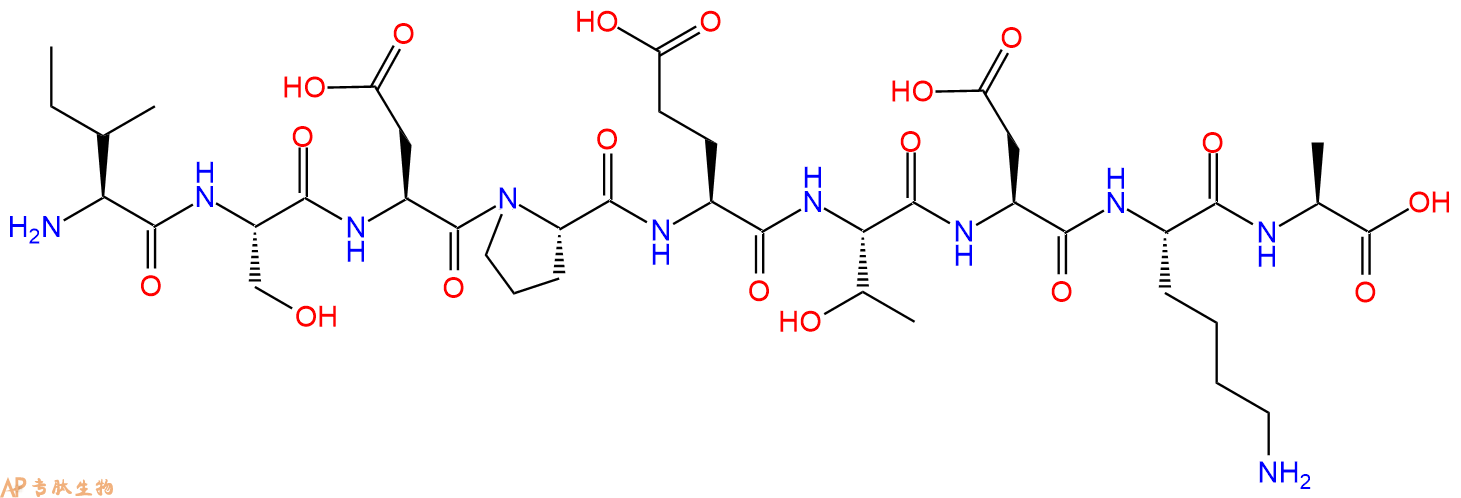 专肽生物产品H2N-Ile-Ser-Asp-Pro-Glu-Thr-Asp-Lys-Ala-COOH