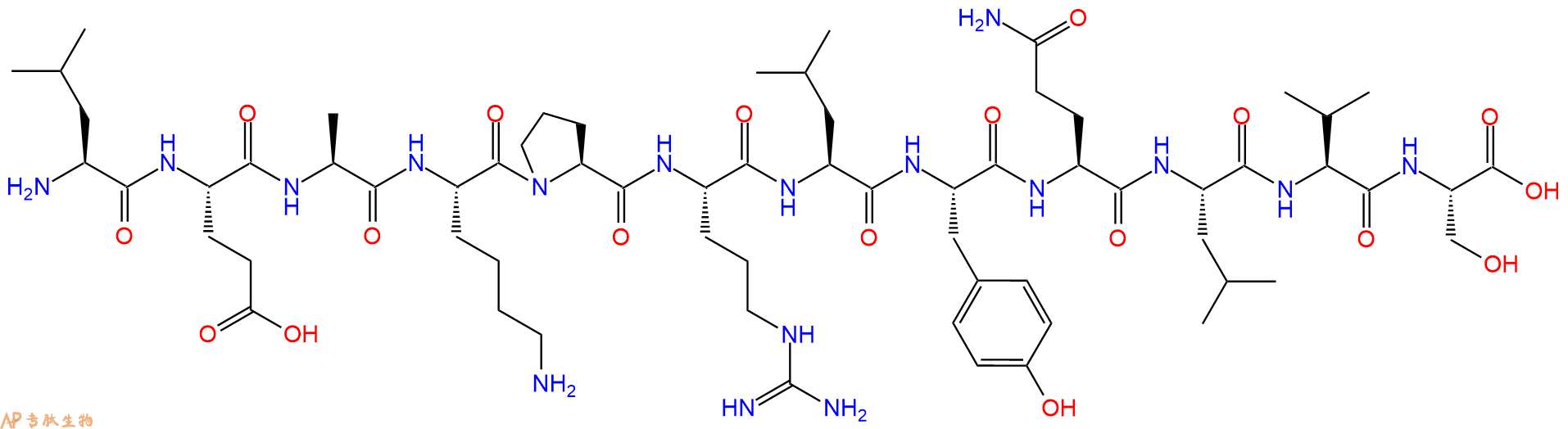 专肽生物产品H2N-Leu-Glu-Ala-Lys-Pro-Arg-Leu-Tyr-Gln-Leu-Val-Se