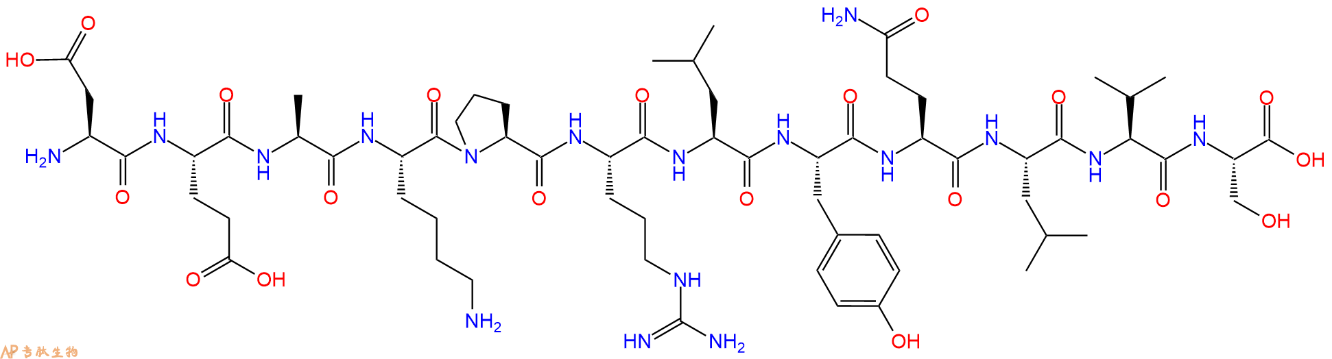 专肽生物产品H2N-Asp-Glu-Ala-Lys-Pro-Arg-Leu-Tyr-Gln-Leu-Val-Se