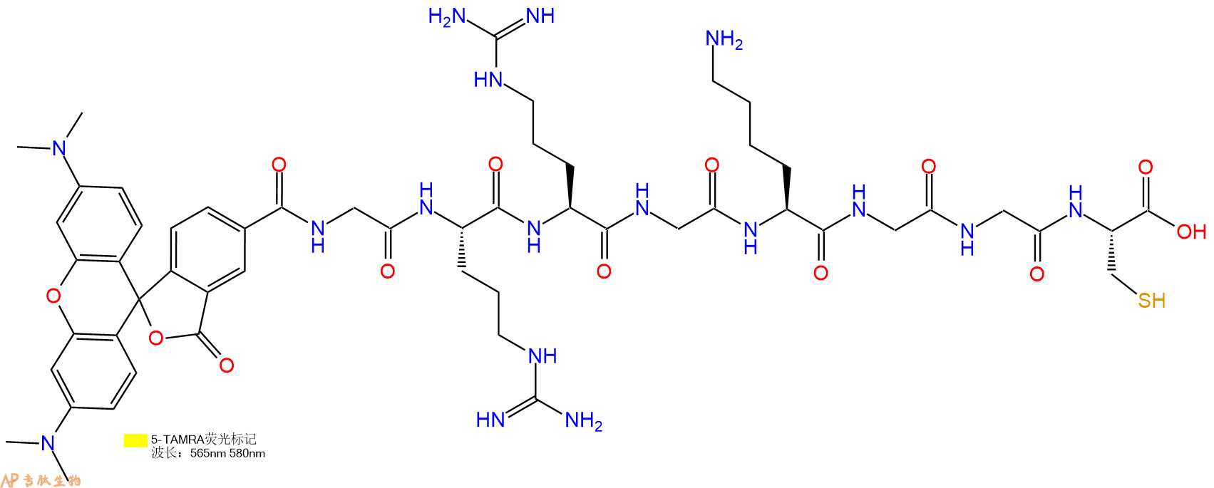 专肽生物产品5TAMRA-Gly-Arg-Arg-Gly-Lys-Gly-Gly-Cys-COOH
