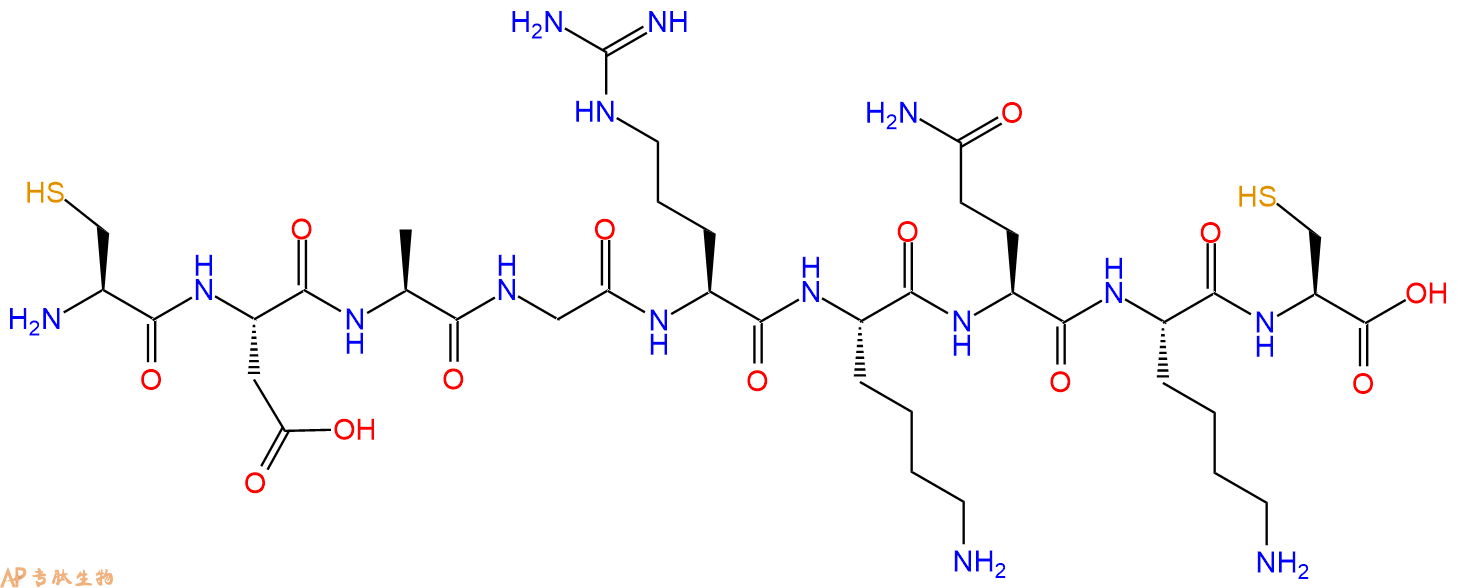 专肽生物产品H2N-Cys-Asp-Ala-Gly-Arg-Lys-Gln-Lys-Cys-COOH