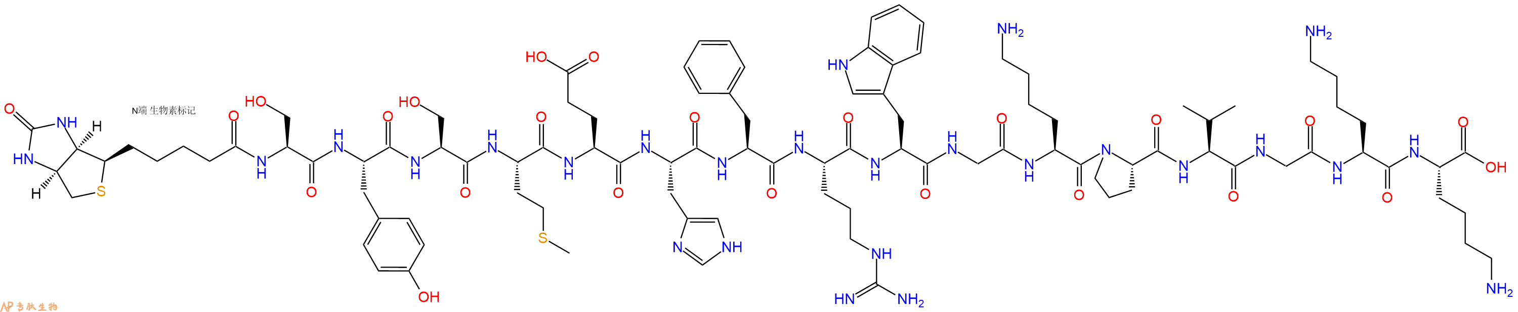 专肽生物产品Biotin-Ser-Tyr-Ser-Met-Glu-His-Phe-Arg-Trp-Gly-Lys