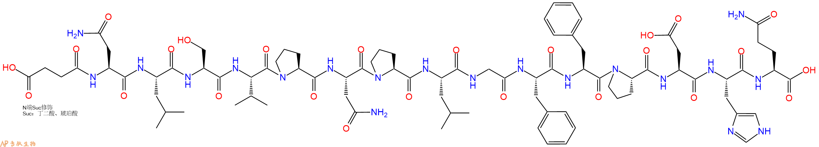 专肽生物产品Suc-Asn-Leu-Ser-Val-Pro-Asn-Pro-Leu-Gly-Phe-Phe-Pr
