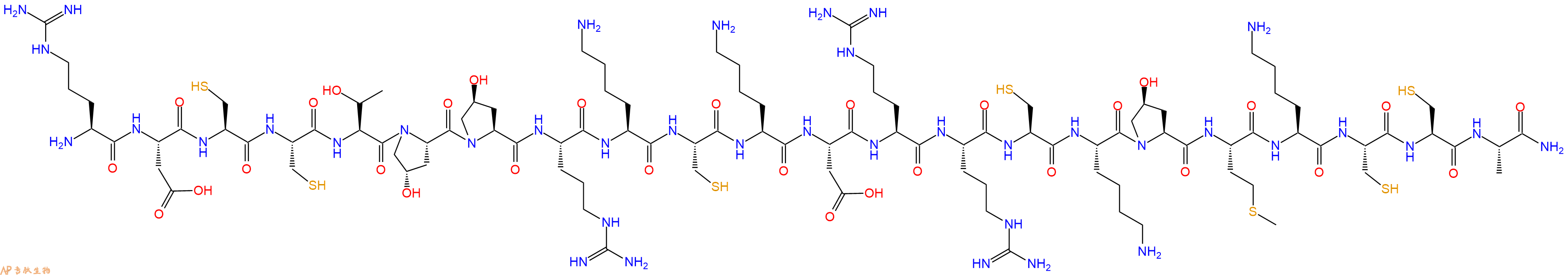 专肽生物产品H2N-Arg-Asp-Cys-Cys-Thr-Hyp-Hyp-Arg-Lys-Cys-Lys-As