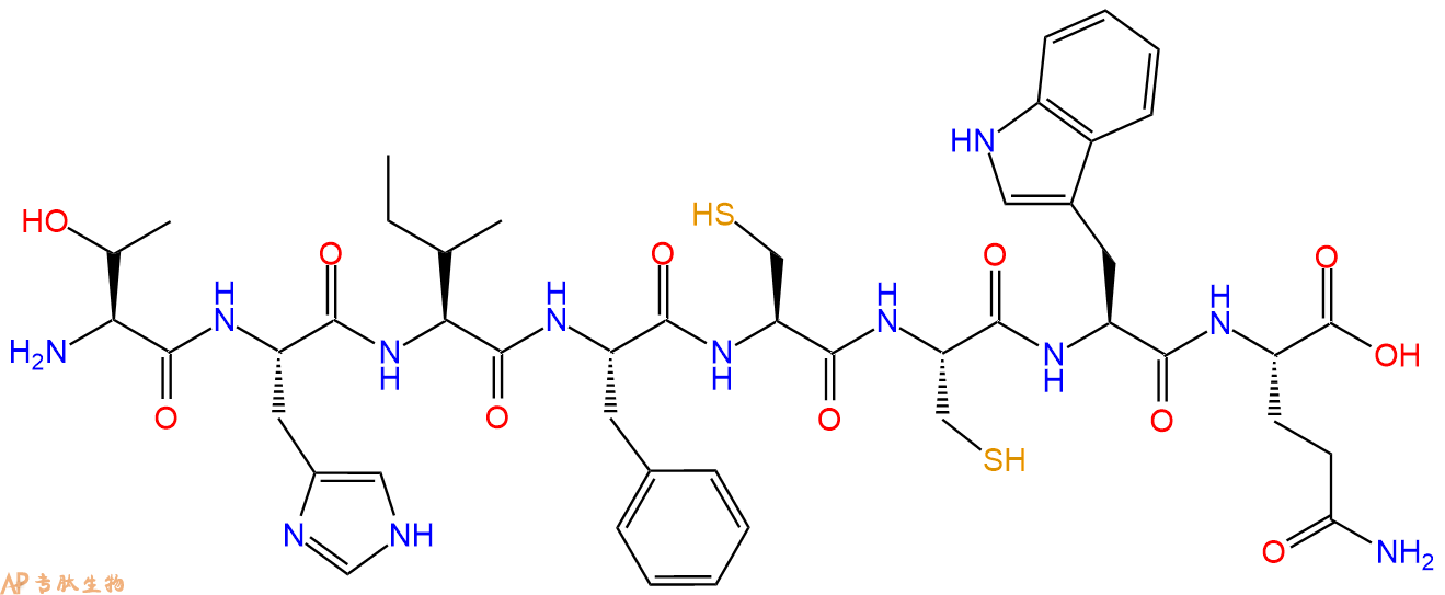 专肽生物产品H2N-Thr-His-Ile-Phe-Cys-Cys-Trp-Gln-COOH