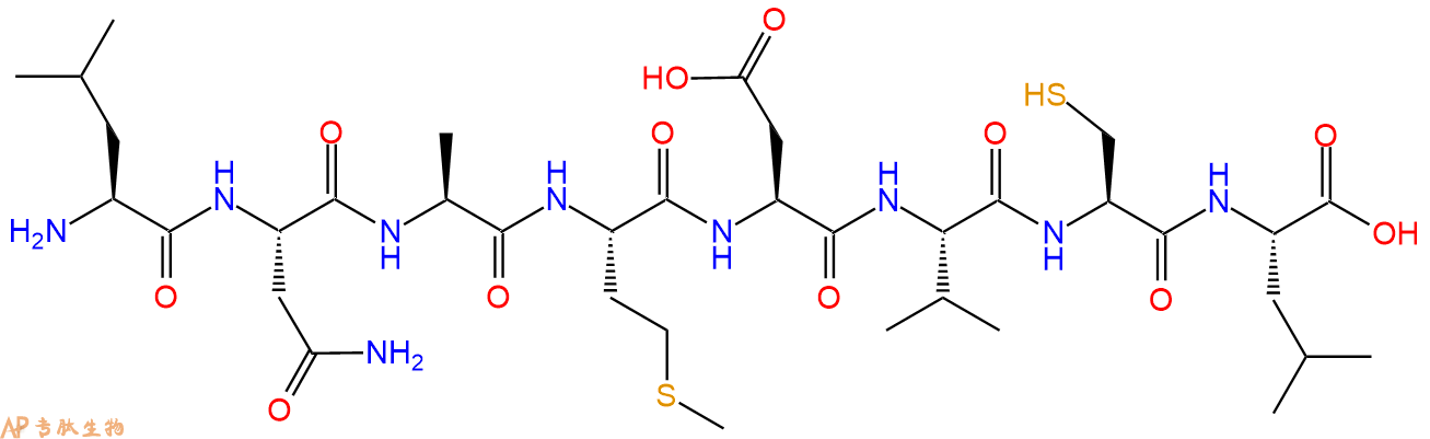 专肽生物产品H2N-Leu-Asn-Ala-Met-Asp-Val-Cys-Leu-COOH