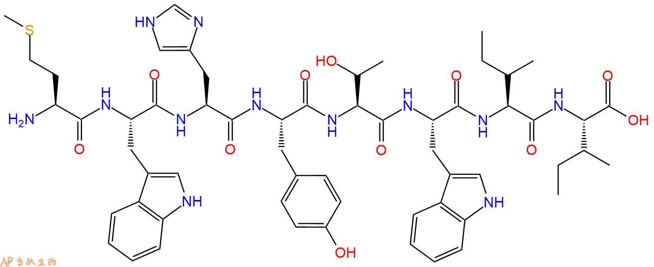 专肽生物产品H2N-Met-Trp-His-Tyr-Thr-Trp-Ile-Ile-COOH