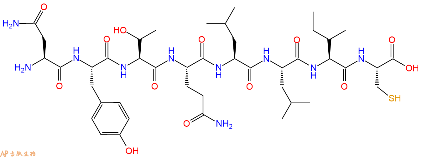 专肽生物产品H2N-Asn-Tyr-Thr-Gln-Leu-Leu-Ile-Cys-COOH