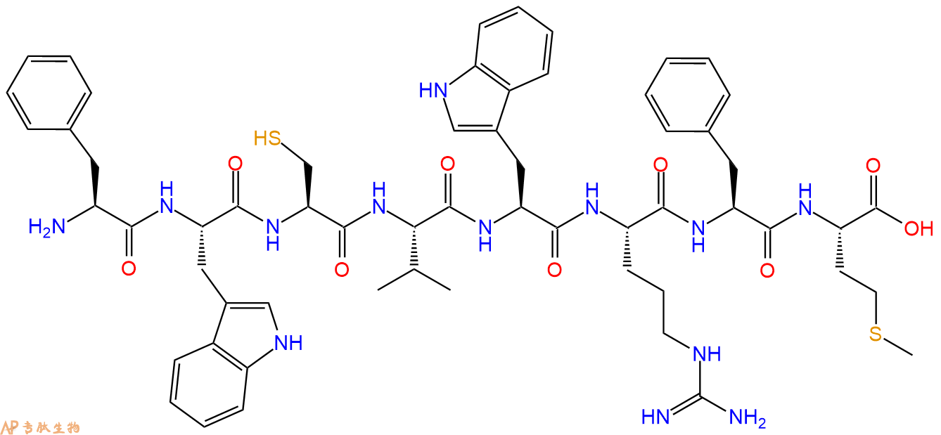 专肽生物产品H2N-Phe-Trp-Cys-Val-Trp-Arg-Phe-Met-COOH