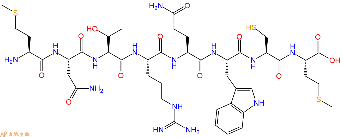专肽生物产品H2N-Met-Asn-Thr-Arg-Gln-Trp-Cys-Met-COOH