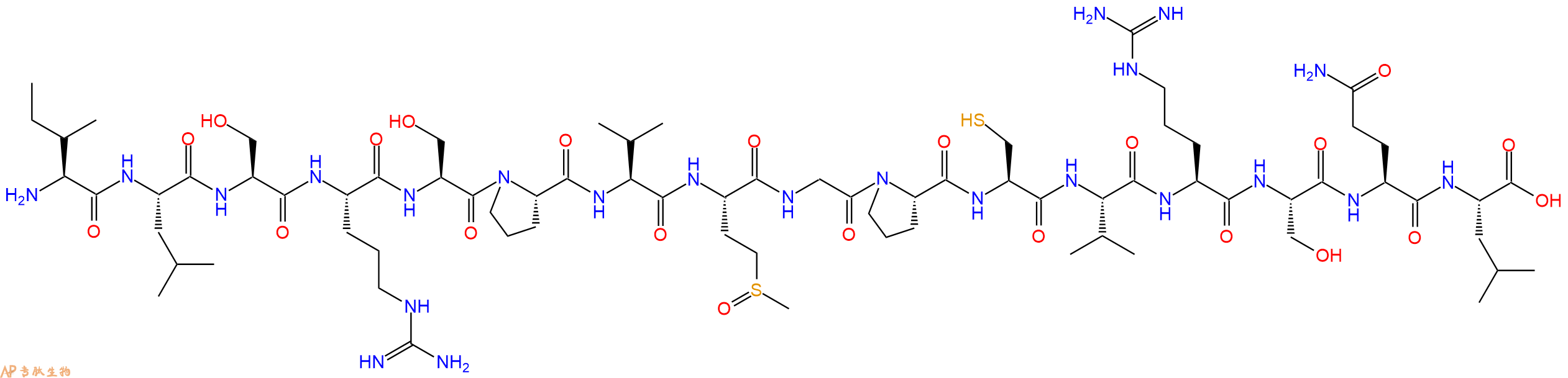 专肽生物产品H2N-Ile-Leu-Ser-Arg-Ser-Pro-Val-Met(O)-Gly-Pro-Cys