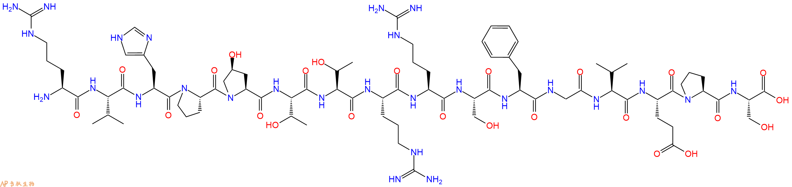 专肽生物产品H2N-Arg-Val-His-Pro-Hyp-Thr-Thr-Arg-Arg-Ser-Phe-Gl