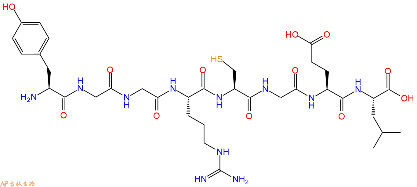 专肽生物产品H2N-Tyr-Gly-Gly-Arg-Cys-Gly-Glu-Leu-COOH