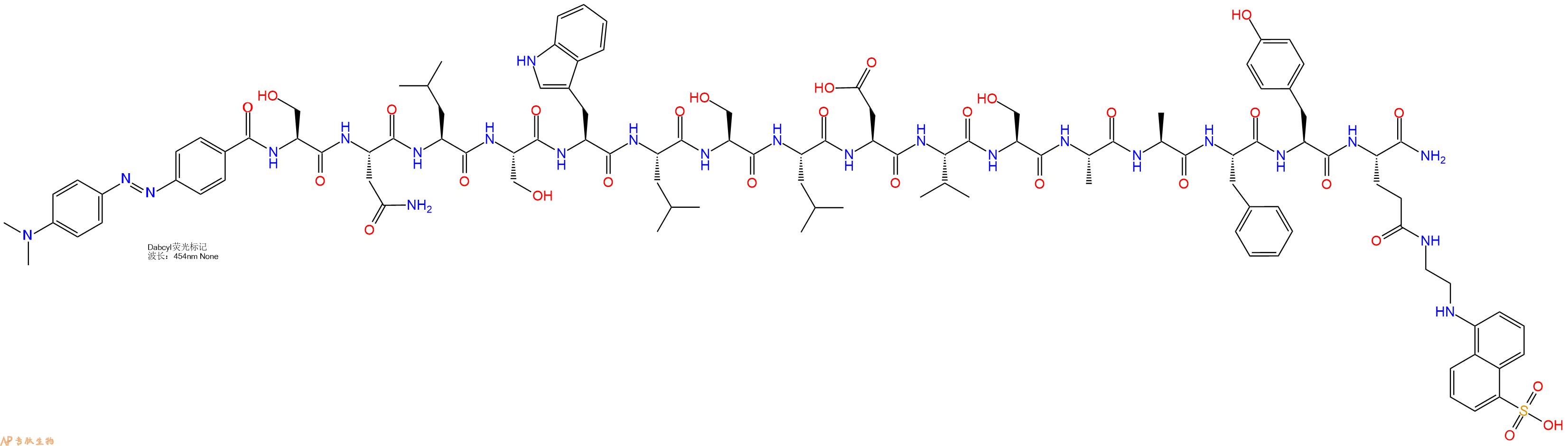 专肽生物产品DABCYL-Ser-Asn-Leu-Ser-Trp-Leu-Ser-Leu-Asp-Val-Ser