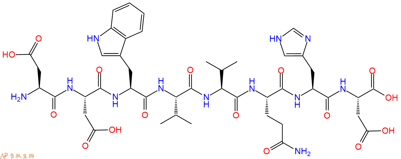 专肽生物产品H2N-Asp-Asp-Trp-Val-Val-Gln-His-Asp-COOH