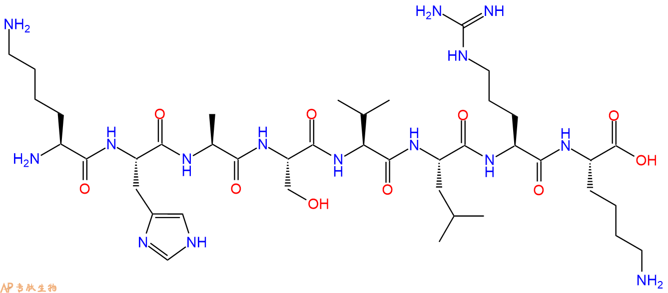 专肽生物产品H2N-Lys-His-Ala-Ser-Val-Leu-Arg-Lys-COOH