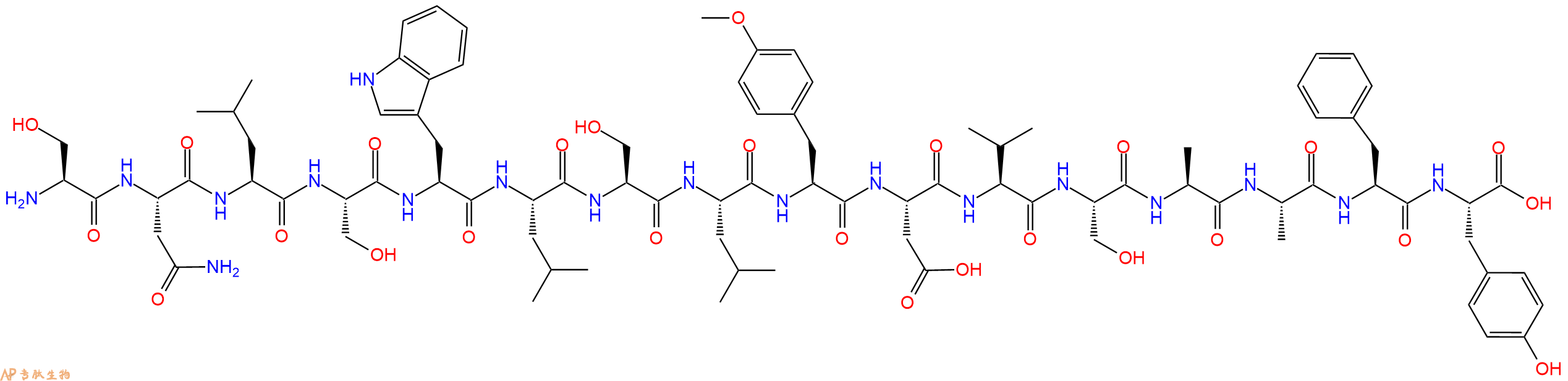 专肽生物产品H2N-Ser-Asn-Leu-Ser-Trp-Leu-Ser-Leu-Tyr(OMe)-Asp-V