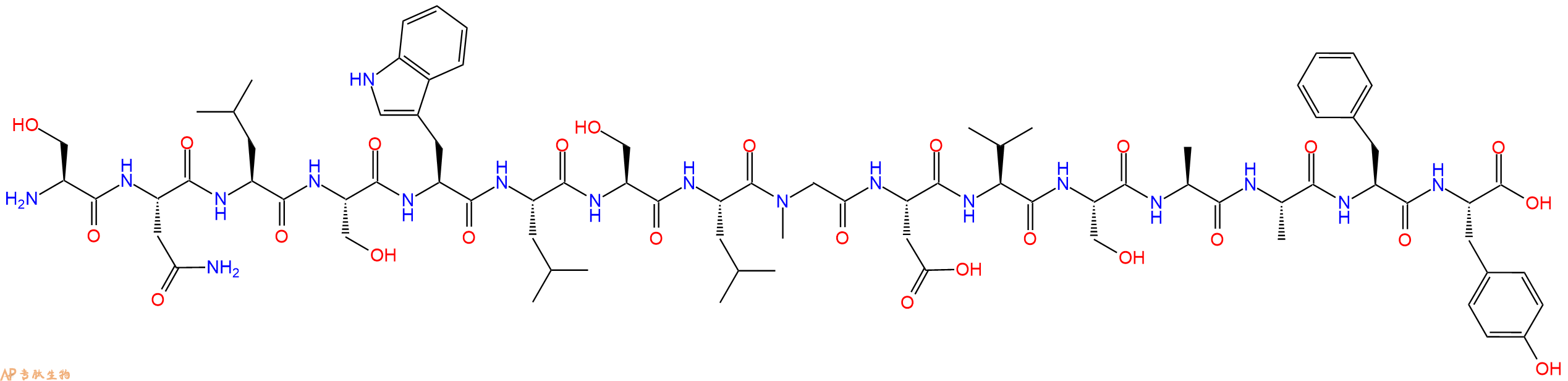 专肽生物产品H2N-Ser-Asn-Leu-Ser-Trp-Leu-Ser-Leu-Sar-Asp-Val-Se