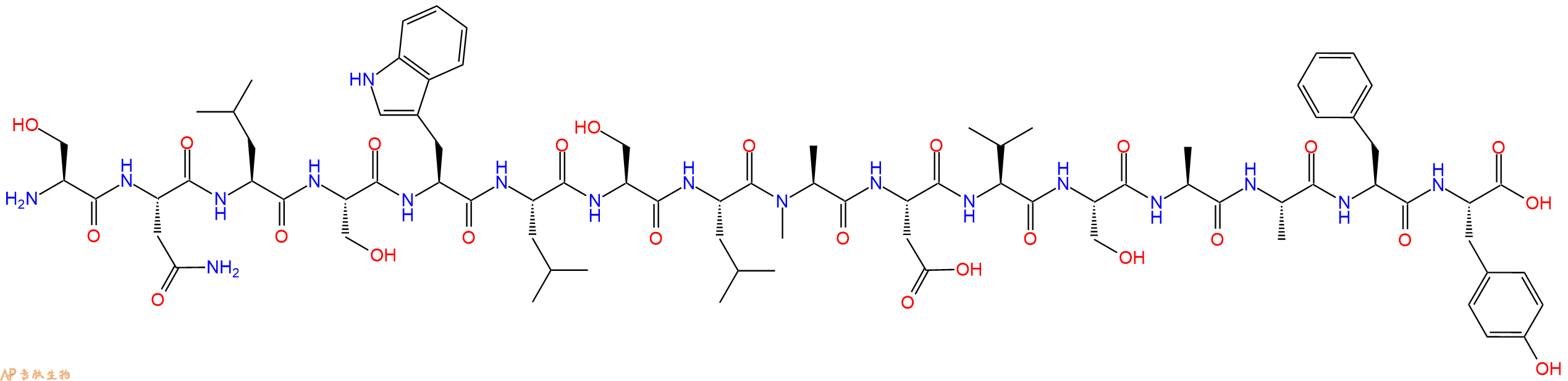 专肽生物产品H2N-Ser-Asn-Leu-Ser-Trp-Leu-Ser-Leu-(NMe)Ala-Asp-V
