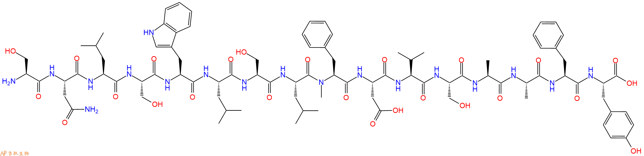 专肽生物产品H2N-Ser-Asn-Leu-Ser-Trp-Leu-Ser-Leu-(NMe)Phe-Asp-V