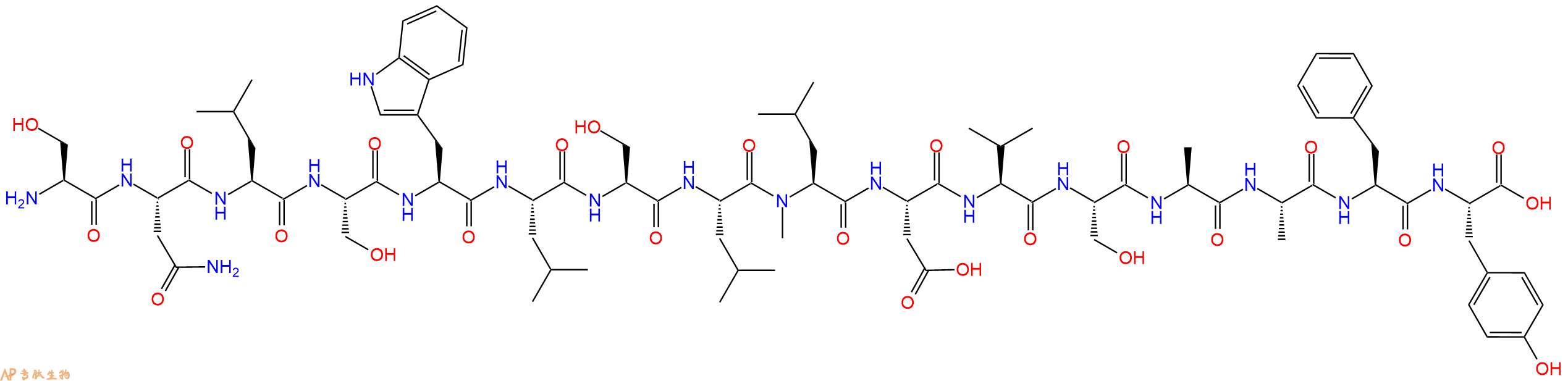 专肽生物产品H2N-Ser-Asn-Leu-Ser-Trp-Leu-Ser-Leu-(NMe)Leu-Asp-V