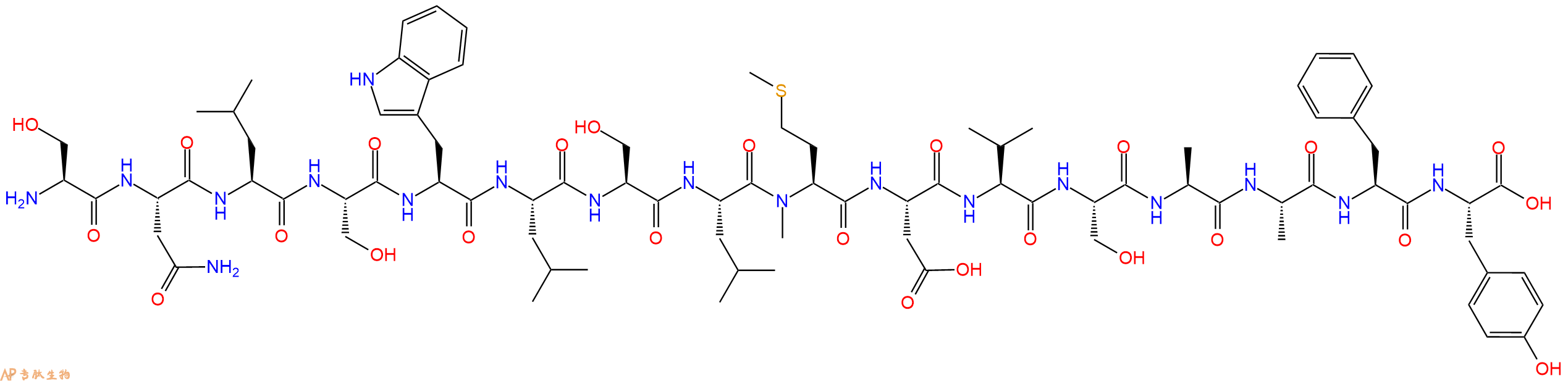 专肽生物产品H2N-Ser-Asn-Leu-Ser-Trp-Leu-Ser-Leu-(NMe)Met-Asp-V