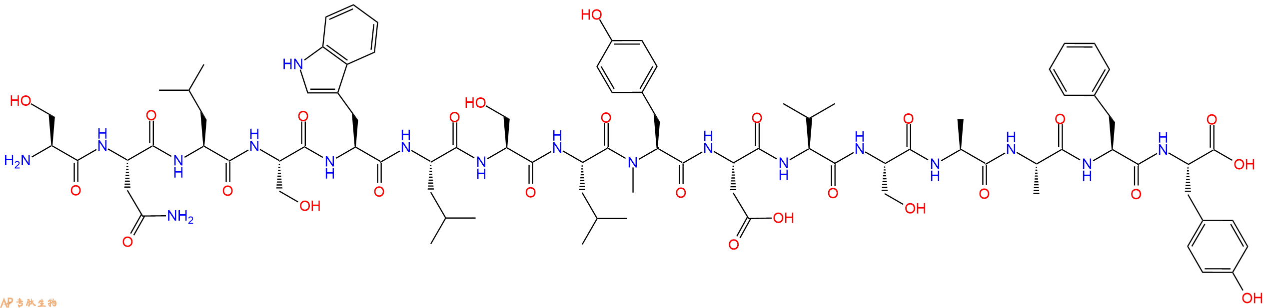 专肽生物产品H2N-Ser-Asn-Leu-Ser-Trp-Leu-Ser-Leu-(NMe)Tyr-Asp-V