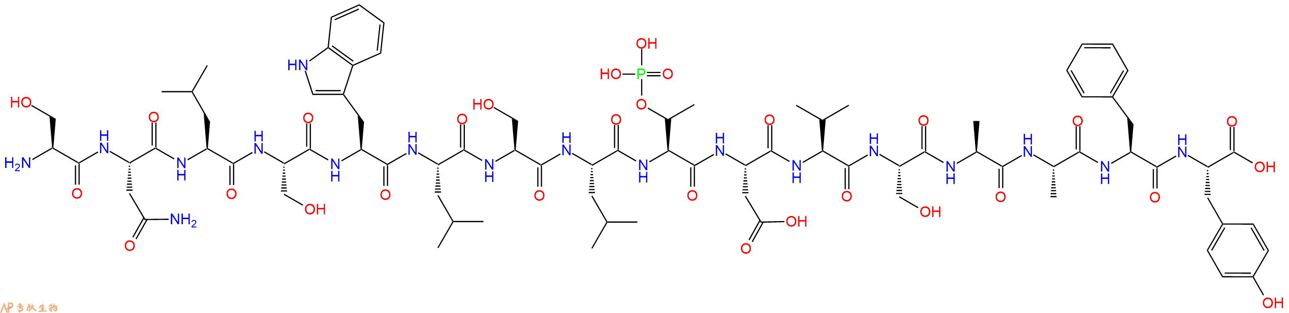 专肽生物产品H2N-Ser-Asn-Leu-Ser-Trp-Leu-Ser-Leu-pThr-Asp-Val-S