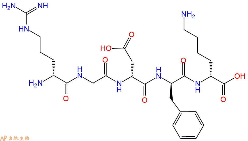 专肽生物产品H2N-DArg-Gly-DAsp-DPhe-DLys-COOH